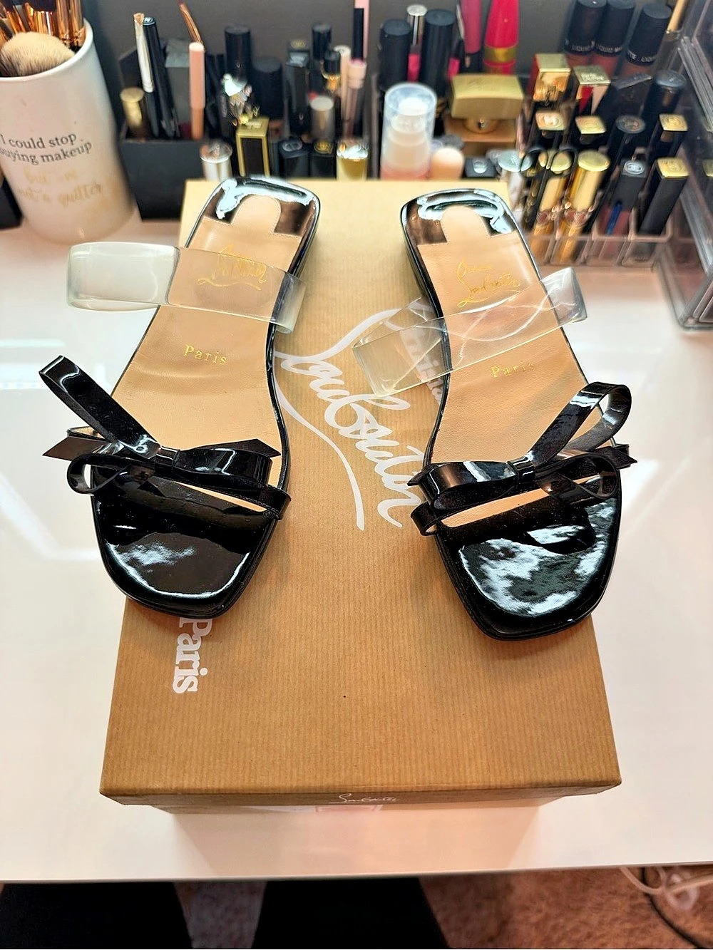 ♥️ NIB Authentic Christian Louboutin Patent Leather Slingback Sandals ♥️